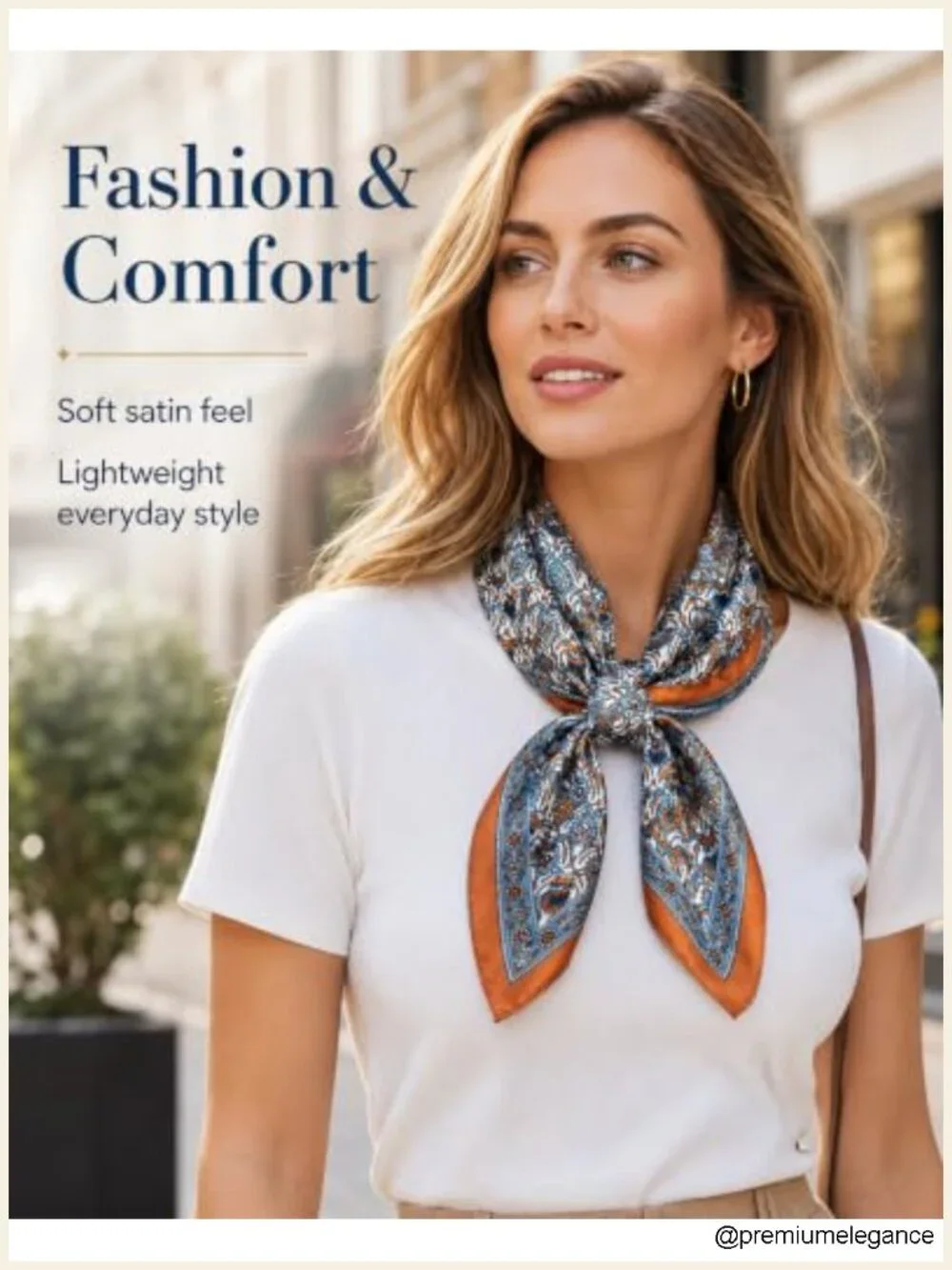 27 Inch Square Satin Scarf for Women, Silk-Like Bandana, Hair Neck Scarf